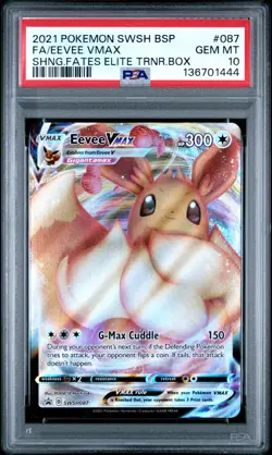 2021 POKEMON SWSH BLACK STAR PROMO #087 FULL ART/EEVEE VMAX PSA 10 - Image 1
