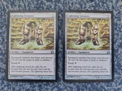 MAGIC THE GATHERING MTG 2x UNCOMMON COMMANDER LIGHTNING GREAVES LIGHT PLAY WOTC - Image 1