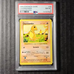 Charmander, Shadowless Base Set, 46/102, Pokemon, WOTC 1999, (PSA 8) (#D) - Image 1