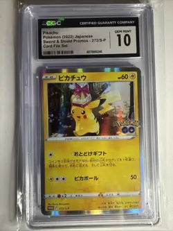 CGC 10 GEM MINT Japanese Pokemon 2022 Pikachu 272/S-P Sword & Shield PROMO - Image 1