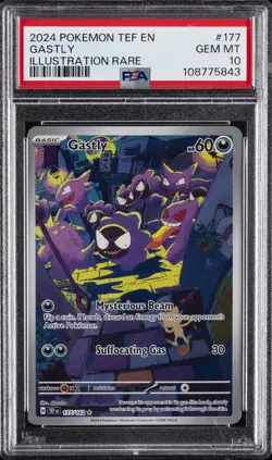 2024 POKEMON TEF EN-TEMPORAL FORCES ILLUSTRATION RARE #177 GASTLY PSA 10 - Image 1