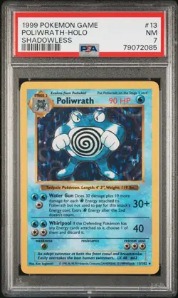 Poliwrath-Holo Shadowless Pokemon Game 13 NM PSA 7 - Image 1