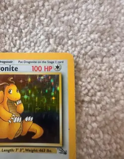 Pokemon TCG Dragonite Fossil Holo Unlimited Rare Card 4/62 Vintage - Image 4