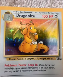 Pokemon TCG Dragonite Fossil Holo Unlimited Rare Card 4/62 Vintage - Image 5