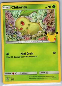 Chikorita - 2/25 Holo McDonald's 25th Anniversary Promos - Pokemon Card - NM - Image 1