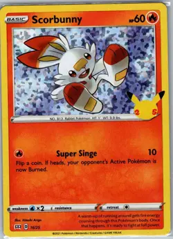 Scorbunny - 16/25 Holo McDonald's 25th Anniversary Promos - Pokemon Card - NM - Image 1