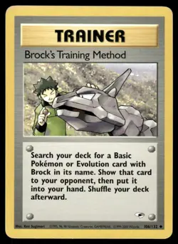 Pokemon Cards Brock's Training Method 106/132 Unlimited Gym Heroes Uncommon NM - Image 1