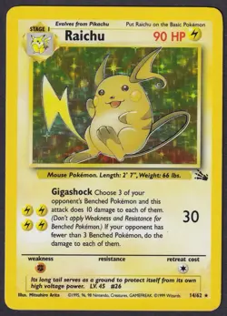 Pokemon Raichu 14/62 Holo Fossil - Image 1
