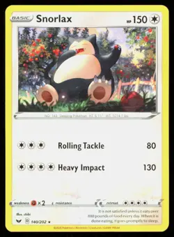 SNORLAX 140/202 RARE SWORD & SHIELD POKEMON LP - Image 1