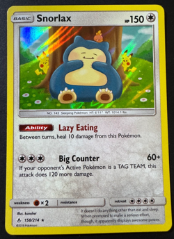 Snorlax 158/214 - Sun & Moon Unbroken Bonds Holo Rare Pokemon TCG NM - Image 1