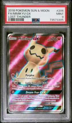 PSA 9 MINT Mimikyu GX Lost Thunder Full Art Holo 2018 Pokemon SM 206/214 - Image 1