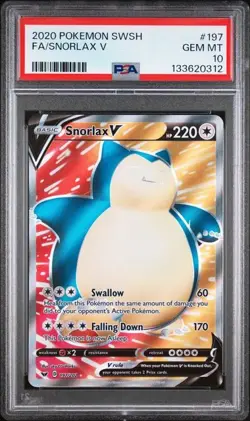 PSA 10 GEM MINT Snorlax V Full Art Holo 2020 Pokemon SWSH 197/202 - Image 1