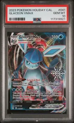 PSA 10 GEM MINT Glaceon VMAX Holiday Promo 2023 Pokemon Holo 041/203 - Image 1