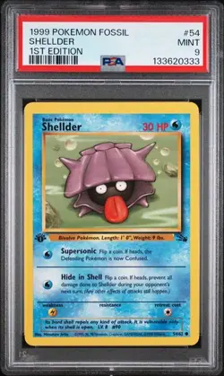 PSA 9 MINT Shellder Fossil 1st Edition 1999 Pokemon WOTC 54/62 - Image 1