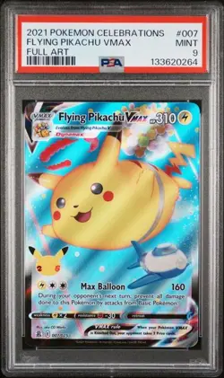 PSA 9 MINT Flying Pikachu VMAX Celebrations Full Art 2021 Pokemon Holo 007/025 - Image 1