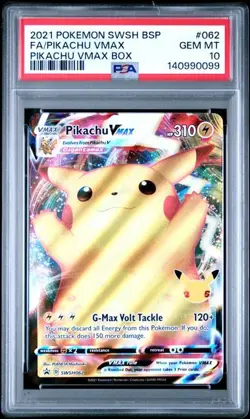 PSA 10 GEM MINT Pikachu VMAX Promo Full Art Holo 2021 Pokemon SWSH062 - Image 1