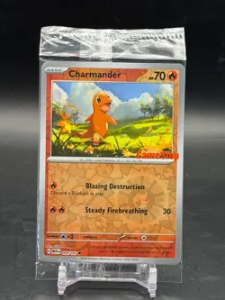 NM Pokemon TCG Charmander Gamestop Stamped Promo 151 Reverse Holo SEALED 004/165 - Image 1