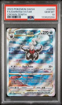 PSA 10 GEM MINT Darkrai VSTAR Crown Zenith Full Art Holo 2023 Pokemon GG50/GG70 - Image 1