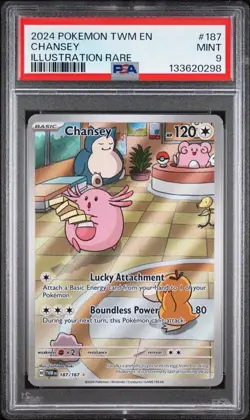 PSA 9 MINT Chansey Twilight Masquerade Illustration Rare 2024 Pokemon 187/167 - Image 1