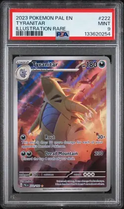 PSA 9 MINT Tyranitar Paldea Evolved Illustration Rare Holo 2023 Pokemon 222/193 - Image 1