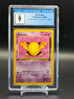 CGC 9 Mint Drowzee Team Rocket 1st Edition Pokemon 54/82 - Image 1