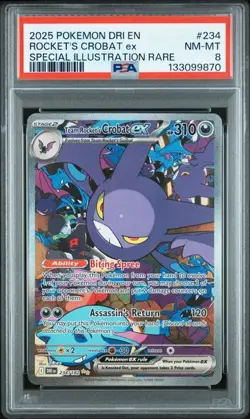 PSA 8 NM-MT Team Rocket's Crobat ex Destined Rivals 2025 Pokemon 234/182 - Image 1