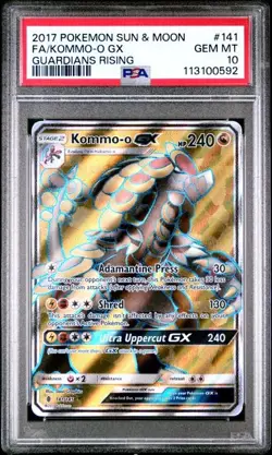PSA 10 GEM MINT Kommo-O GX Guardians Rising Full Art Holo 2017 Pokemon 141/145 - Image 1