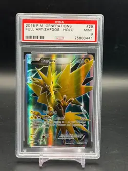 PSA 9 MINT Zapdos Generations Full Art Holo 2016 Pokemon 29/83 - Image 1