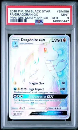 PSA 9 MINT Dragonite GX Dragon Majesty Promo Full Art Holo 2018 Pokemon SM156 - Image 1