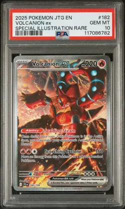 PSA 10 GEM MINT Volcanion ex Journey Together SIR Holo Pokemon 182/159 - Image 1