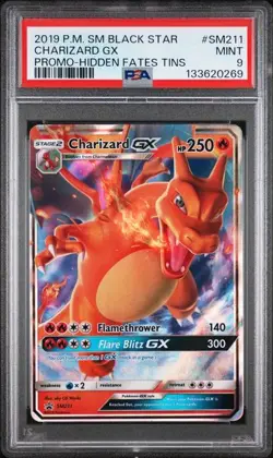 PSA 9 MINT Charizard GX Hidden Fates Promo 2019 Holo Pokemon SM211 - Image 1