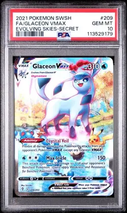 PSA 10 GEM MINT Glaceon VMAX Evolving Skies Full Art Holo 2021 Pokemon 209/203 - Image 1