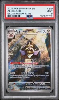 PSA 9 MINT Aegislash Paradox Rift Illustration Rare Holo 2023 Pokemon 210/182 - Image 1