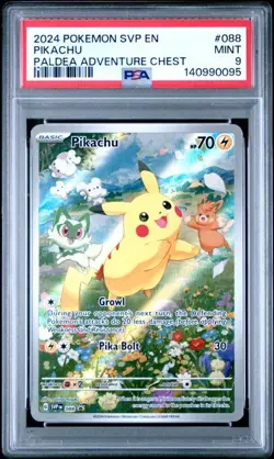 PSA 9 MINT Pikachu Paldea Adv. Chest Promo Full Art Holo 2024 Pokemon SVP 088 - Image 1