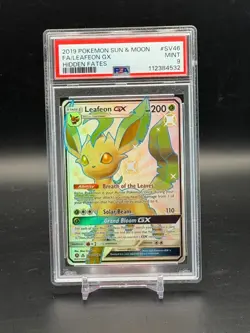 PSA 9 MINT Leafeon GX Full Art Hidden Fates:Shiny Vault Holo Pokemon SV46/SV94 - Image 1