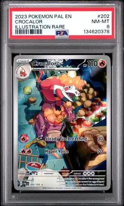 PSA 8 NM-MT Crocalor Paldea Evolved Illustration Rare Holo Pokemon 202/193 - Image 1