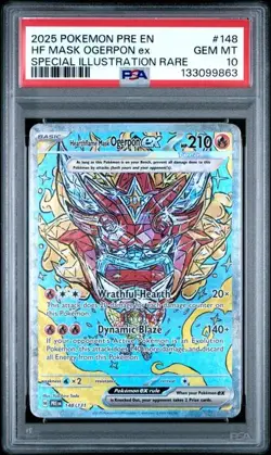 PSA 10 GEM MINT Hearthflame Mask Ogeron ex Prismatic SIR 2025 Pokemon 148/131 - Image 1
