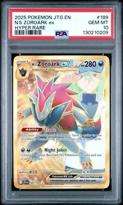 PSA 10 GEM MINT N's Zoroark ex Journey Together Hyper Rare 2025 Pokemon 189/159 - Image 1