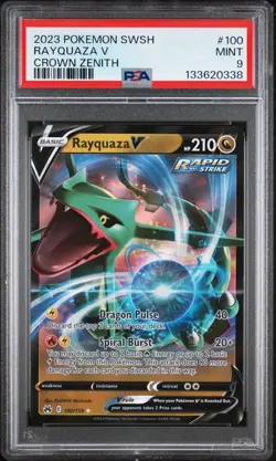 PSA 9 MINT Rayquaza V Crown Zenith 2023 SWSH Pokemon 100/159 - Image 1