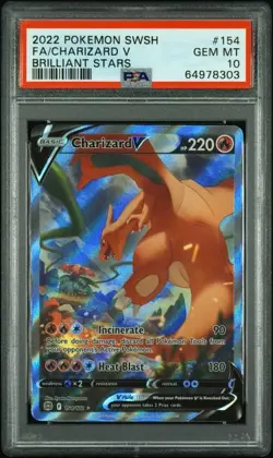 PSA 10 GEM MINT Charizard V Brilliant Stars Full Art Holo 2022 Pokemon 154/172 - Image 1