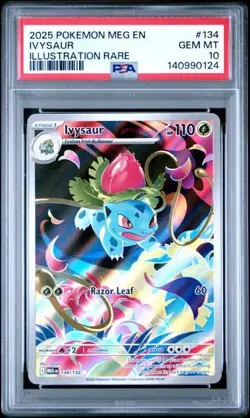 PSA 10 GEM MINT Ivysaur Mega Evolution Illustration Rare 2025 Pokemon 134/132 - Image 1