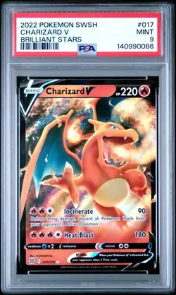 PSA 9 MINT Charizard V Brilliant Stars Full Art Holo 2022 Pokemon SWSH 017/172 - Image 1