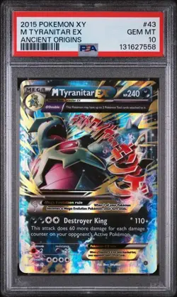 PSA 10 GEM MINT M Tyranitar EX Ancient Origins Full Art Holo 2015 Pokemon 43/98 - Image 1