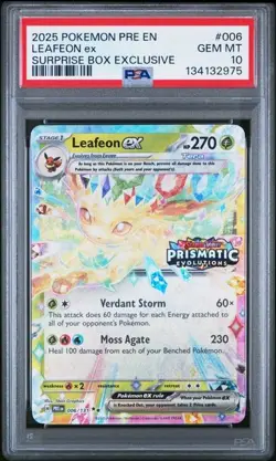 PSA 10 GEM MINT Leafeon EX Prismatic Evolutions Surprise Box Pokemon 006/131 - Image 1