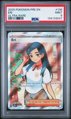 PSA 9 MINT Eri Prismatic Evolutions Ultra Rare Holo 2025 Pokemon 136/131 - Image 1