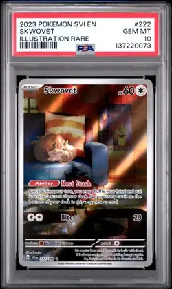 PSA 10 GEM MINT Skwovet Scarlet & Violet Illustration Rare 2023 Pokemon 222/198 - Image 1