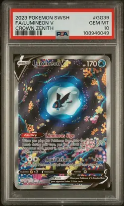 PSA 10 GEM MINT Lumineon Crown Zenith Full Art Holo 2023 Pokemon SWSH GG39 - Image 1