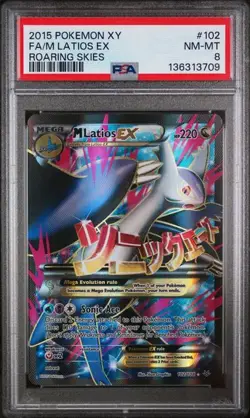 PSA 8 NM-MT M Latios EX Roaring Skies Full Art Holo 2015 Pokemon XY 102/108 - Image 1
