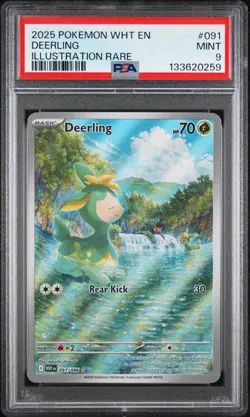 PSA 9 MINT Deerling White Flare Illustration Rare 2025 Pokemon 091/086 - Image 1