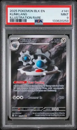 PSA 9 MINT Klinklang Black Bolt Illustration Rare 2025 Pokemon 141/086 - Image 1